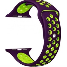 Gpack Apple Watch Uyumlu 6 40mm Kordon Delikli Çift Renk Silikon Mor
