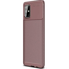 Gpack Samsung Galaxy M51 Kılıf Negro Karbon Dizayn Silikon Kahverengi