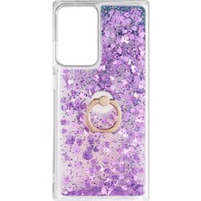 Gpack Samsung Galaxy Note 20 Ultra Kılıf Milce Sulu Yüzüklü Silikon Arka Kapak Mor