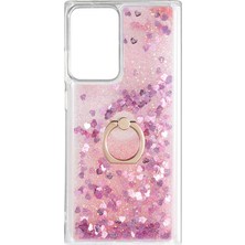 Gpack Samsung Galaxy Note 20 Ultra Kılıf Milce Sulu Yüzüklü Silikon Arka Kapak Pembe