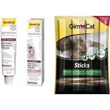 Gimcat Anti-Hairball Malt 20 gr Paste Kedi Macunu + Gimcat Sticks Kuzu Etli ve Tavuklu Kedi Ödülü 1 Paket 20 gr ARDA030