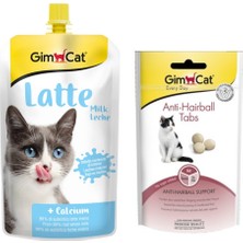 Gimcat Milk Latte Sıvı Kedi Sütü 200 ml + Gimcat Anti-Hairball Kedi Ödül Tableti 40 gr