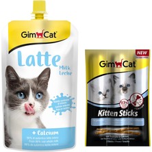 Gimcat Milk Latte Sıvı Kedi Sütü 200 ml + Gimcat Kitten Sticks Hindili Yavru Kedi Ödül Çubuğu