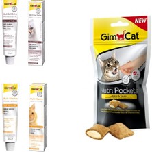 Gimcat Multi Vitamin 20 gr Paste + Anti-Hairball Malt 20 gr Paste Kedi Macunları + Gimcat Nutri Pockets Peynirli Kedi Ödülü 1 Adet 60 gr ARDA003