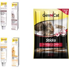 Gimcat Multi Vitamin 20 gr Paste + Anti-Hairball Malt 20 gr Paste Kedi Macunları + Gimcat Sticks Tavuklu ve Ciğerli Kedi Ödülü 1 Paket 20 gr ARDA003