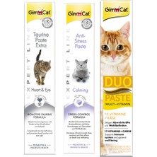 Gimcat Taurine 50 gr + Anti-Stress 50 gr + Gimcat Duo Paste Peynirli Multi Vitamin 50 gr Kedi Macunları ARDA021