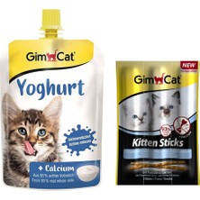 Gimcat Yoghurt Kalsiyum 150 gr + Gimcat Kitten Sticks Hindili Yavru Kedi Ödül Çubuğu