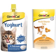Gimcat Yoghurt Kalsiyum 150 gr + Gimcat Multi Vitamin Kedi Ödül Tableti 40 gr