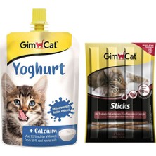 Gimcat Yoghurt Kalsiyum 150 gr + Gimcat Sticks Hindi ve Tavşan Etli Kedi Ödülü