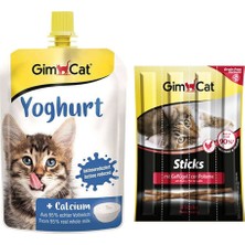 Gimcat Yoghurt Kalsiyum 150 gr + Gimcat Sticks Tavuklu ve Ciğerli Kedi Ödülü