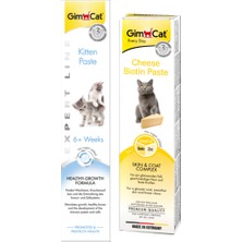 Gimcat Kitten Yavru Kedi Vitamin Macunu 50GR + Gimcat Cheese Paste Biotin Peynirli Kedi Macunu 50 gr