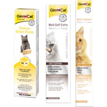 Gimcat Cheese Paste Biotin Peynirli Kedi Macunu 50 gr + Gimcat Malt 100 gr + Gimcat Vitamin 100 gr Paste