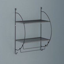 Tekno-tel 2 Katlı Havluluk Çok Amaçlı Raf Mat Siyah MG501