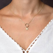 Sembol Gold Choker Altın Güneş Kolye Çift Zincirli