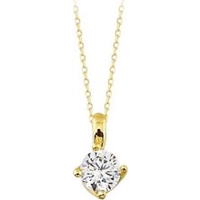 Sembol Gold Tektaş Altın Kolye Eğik Montür 14K
