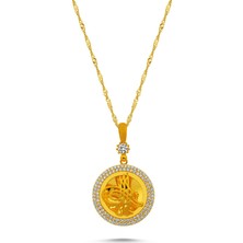 Sembol Gold Tuğralı Altın Kolye 50 cm Singapur Zincirli