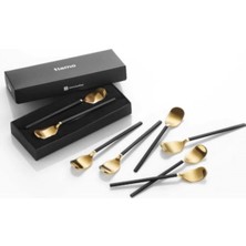 Seramikci Tea Spoon Amor Black - Gold 6'lı Çay Kaşığı