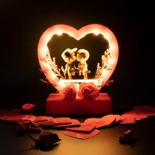 İlgimi Çekiyor Kırmızı Kalpli LED Işıklı Müzik Kutusu ve 365 Gün Sevgi Sözleri