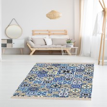 Bona Fortuna Çini Desenli Etnik Dijital Baskı Yıkanabilir Kaymaz Taban Salon Halısı ve Yolluk