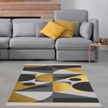 Bona Fortuna Renkli Geometrik Desenli Dijital Baskı Yıkanabilir Kaymaz Taban Etnik Kilim Desen Salon Halı