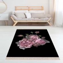 Bona Fortuna Gül Buketi Desenli Dijital Baskı Yıkanabilir Kaymaz Taban Modern Salon Halısı
