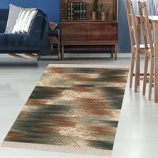 Bona Fortuna Geometrik Desenli Renkli Dijital Baskı Yıkanabilir Kaymaz Taban Etnik Kilim Model Salon Halısı