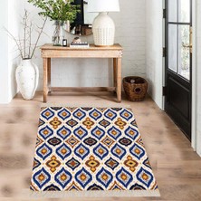 Bona Fortuna Geometrik Desenli Renkli Dijital Baskı Yıkanabilir Kaymaz Taban Etnik Kilim Model Salon Halısı