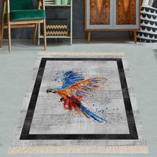 Bona Fortuna Papağan Kuş Hayvan Desenli Dijital Baskı Yıkanabilir Kaymaz Taban Modern Salon Halısı Yolluk