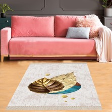 Bona Fortuna Yaprak Desenli Dijital Baskı Yıkanabilir Kaymaz Taban Modern Salon Halısı ve Yolluk