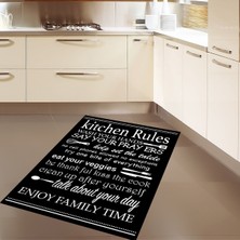 Bona Fortuna Kitchen Rules Dijital Baskılı Kaymaz Taban Yıkanabilir Leke Tutmaz Mutfak Halısı