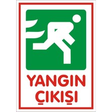 İzmir Serigrafi Yangın Çıkışı sağ Galvaniz Uyarı Levhası 17,5 x 25 cm