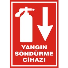 İzmir Serigrafi Yangın Söndürme Cihazı Aşağı Ok Galvaniz Uyarı Levhası 17,5 x 25 cm