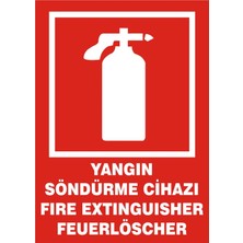 İzmir Serigrafi Yangın Söndürme Cihazı Fire Extinguisher Feuerlöscher 2.6 mm PVC Uyarı Levhası 25 x 35 cm
