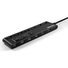 Promate Masterhub USB Hub Çoklayıcı 10 USB Girişli Anahtarlı LED Göstergeli Hızlı