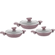 OMS 3004 6 Parça Granit Sahan Set Kahverengi