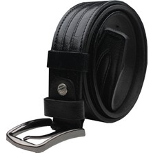 Varetta Erkek Yumuşak Lüks Deri Desenli Siyah Kemer