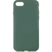 Case Street Apple iPhone SE 2020 Kılıf LSR Lansman Görünüm İçi Süet Silikon Koyu Yeşil