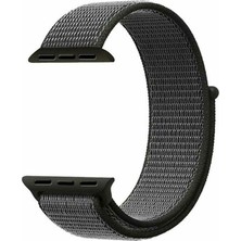 Case Street Apple Watch Uyumlu 6 40 mm Kordon Kumaş CırtCırtlı Kordon Koyu Yeşil