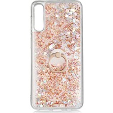 Case Street Samsung Galaxy A50 Kılıf Milce Sulu Yüzüklü Silikon Arka Kapak Gold