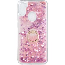Case Street Samsung Galaxy M11 Kılıf Milce Sulu Yüzüklü Silikon Arka Kapak Pembe