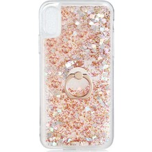 Case Street Apple iPhone XS Kılıf Milce Sulu Yüzüklü Silikon Arka Kapak Gold