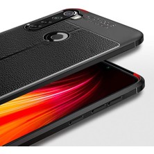 Fibaks Xiaomi Redmi Note 8 Kılıf Rugan Armor Deri Görünümlü Parmak İzi Yapmaz Dayanıklı Niss Silikon Kapak