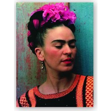 Caka Tablo   Ahşap Tablo Frida Kahlo Mavi Zemin