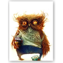 Caka Tablo   Ahşap Tablo Owl Hangover