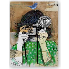 Caka Tablo   Ahşap Tablo Yeşil Elbiseli Fotoğrafçı