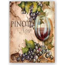 Caka Tablo   Ahşap Tablo Kırmızı Şarap Kadehi Üzüm