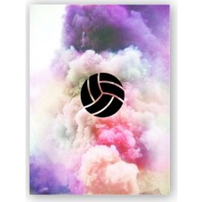 Caka Tablo   Ahşap Tablo Siyah Parçalı Top ve Renkli Dumanlar