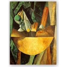 Caka Tablo   Ahşap Tablo Bread and Fruit Dish on a Table, 1909 by Pablo Picasso