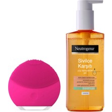Pudra Shine Şarjlı Cilt ve Yüz Temizleme Cihazı Koyu Pembe ve Neutrogena Yüz Temizleme Jeli 200ML