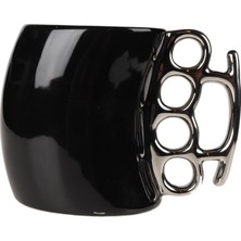 Attach Muşta Tasarımlı Siyah Gümüş Renk Kupa